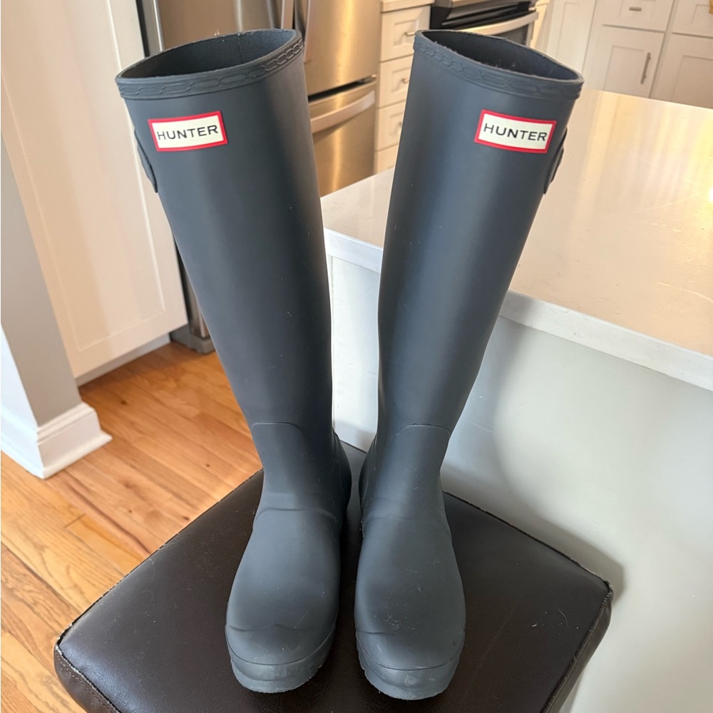 Hunter Matte Grey Tall Rain Boots